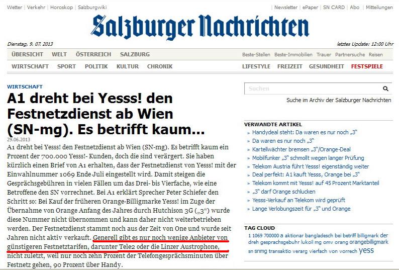 Salzburger Nachrichten vom 29. Juni 2013